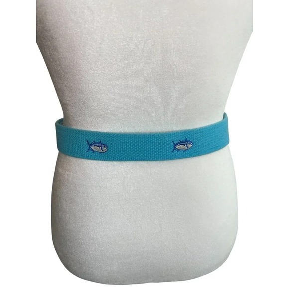 SOUTHERN Tide Embroidered Skipjack Knit‎ Belt Nautical Blue Size 32 - Picture 1 of 6